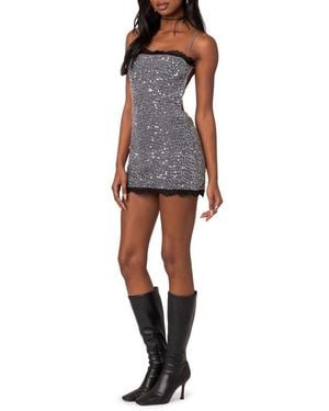 Edikted Sylvester Sequin Open Back Minidress - Metallic