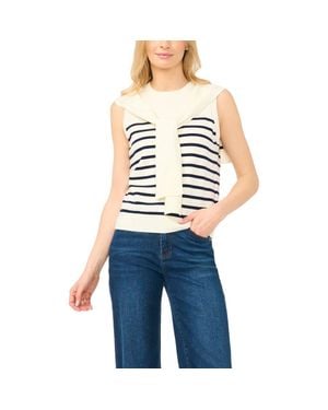 Halogen® Stripe Front Tie Sleeveless Sweater - Blue