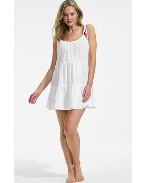 Lands' End New Tiered Cover Up Mini Dress - White