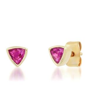 Elliot Young 14K Knife Edge Gemstone Stud Earrings - Pink