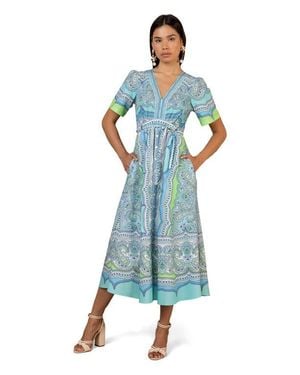 Hale Bob Eila Cotton Poplin Dress - Blue