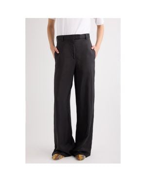 Dries Van Noten Penn Striped Wide Leg Cupro Pants - Gray