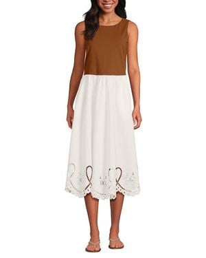 Lands' End Embroidered Duet Midi Dress - White