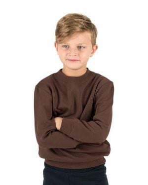 Leveret Kids Pullover Sweatshirt, Long Sleeve, Solid Colors - Brown