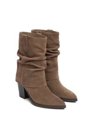 Nero Giardini Slouchy Leather Western Boot - Brown