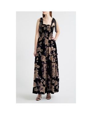 En Saison Rowan Floral Tie Shoulder Maxi Dress - Black