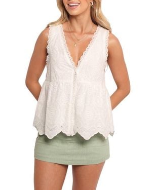Petal & Pup Snezana Embroidered Eyelet Button-Up Tank - White