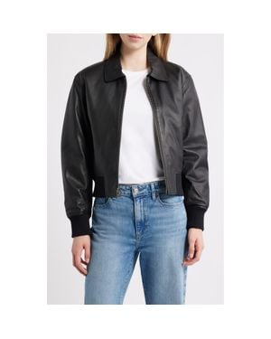 Schott Nyc Leather Bomber Jacket - Black
