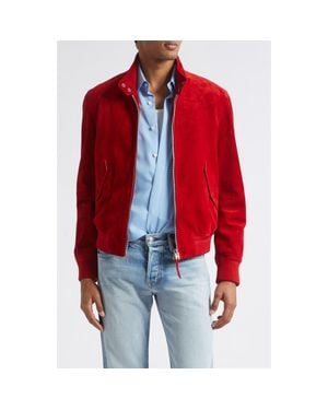 Tom Ford Suede Harrington Jacket - Red