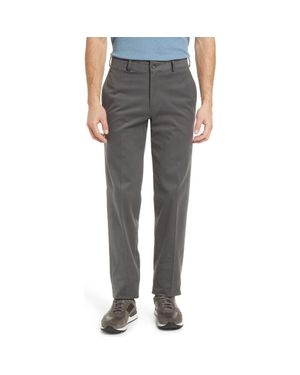 Berle Charleston Khakis Flat Front Brushed Stretch Twill Pants - Gray