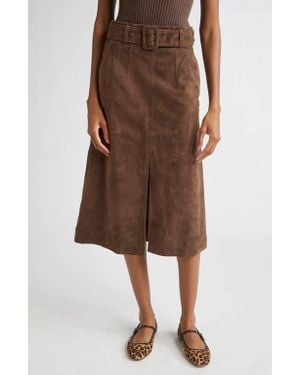 Veronica Beard Alexie Suede Skirt - Brown
