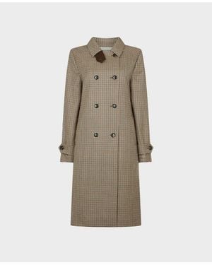 Really Wild Clothing Orwell Check Trench Coat - Natural