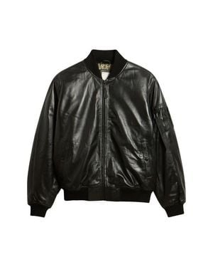 Alpha Industries Ma-1 Heritage Leather Bomber Jacket - Black