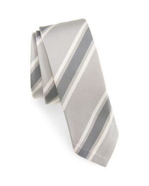 Thom Browne Classic Repp Stripe Silk & Cotton Tie - Gray