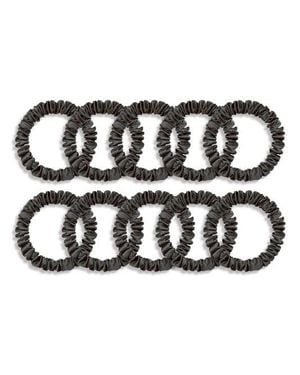 SILKSILKY Pure Silk 10-Pack Skinny Scrunchies - Black