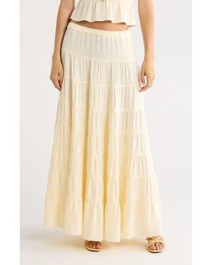 PacSun Carrie Tiered Maxi Skirt - Natural