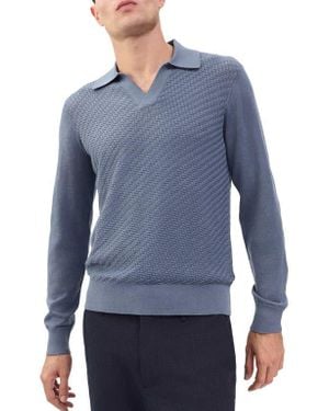 Rag & Bone Charles Wool Johnny Collar Polo Sweater - Blue