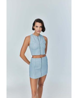 Jendue Marvel Denim Mini Skirt - Blue