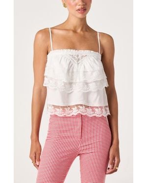 Astr Jazlyn Lace Detail Tiered Top - Pink