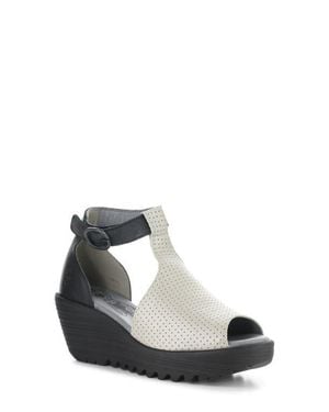 Fly London Lemo Ankle Strap Platform Wedge Sandal - White