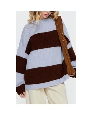 Princess Polly Bastien Striped Crewneck Sweater - Brown
