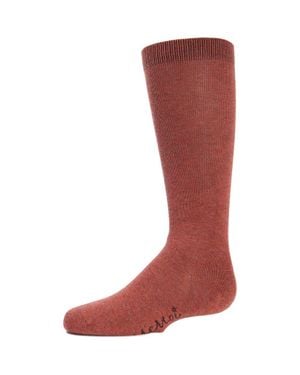 Memoi Ribbed Classic Solid-Color Knee High Sock - Red