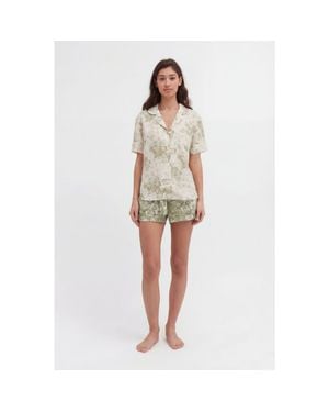 Desmond & Dempsey Short Sleeve Pajama Set - White