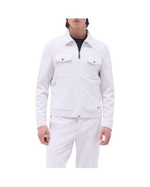 Bugatchi Soft Touch Zip Knit Shirt Jacket - White