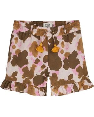 Scotch & Soda Kids' Print Cotton & Linen Shorts - Brown