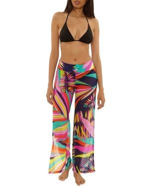 Trina Turk Paralia Mesh Cover-Up Pants - Red
