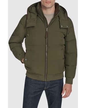 Andrew Marc Langham Water Resistant Hooded Puffer Bomber Jacket - Green