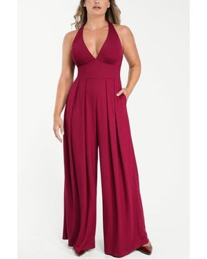 Shapellx Airslim Deep Plunge Built-In Shaping Jumpsuit - Red