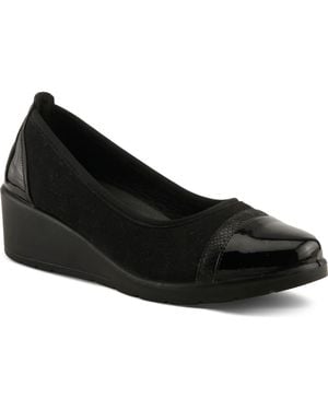 Flexus by Spring Step Macadi Cap Toe Platform Wedge Pump - Black