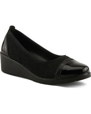 Flexus by Spring Step Macadi Cap Toe Platform Wedge Pump - Black