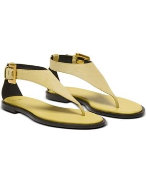 Balmain Anthem Flat Toe-Post Sandals - Metallic