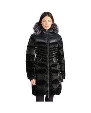 Pajar Faye Quilted Puffer With Fixed Hood And Detachable Hood And Faux Fur Trim - Black