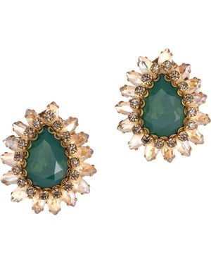 Deepa Gurnani Leesha Crystal Stud Earrings - Green