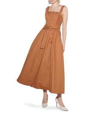 FREEMARKET Tie Waist Sleeveless Maxi Dress - Brown