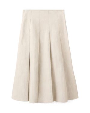Mango Sia Faux Leather Godet Skirt - Natural