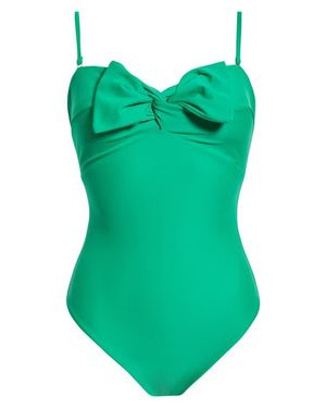 MILLY Solid Bow One-Piece Swimsuit - Green