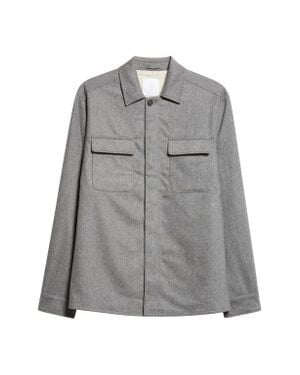 Eleventy Stretch Virgin Wool & Cashmere Overshirt - Gray