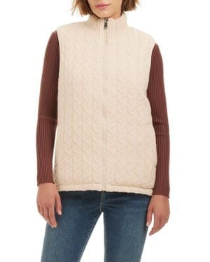 Sanctuary Reversible Zip Cable Stitch & Puffer Vest - Blue