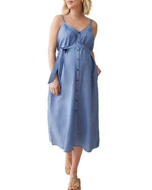 Ingrid & Isabel Sleeveless Maternity Shirtdress - Blue