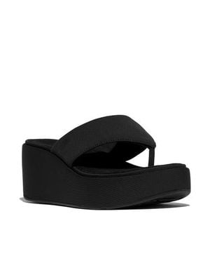 Fitflop Platfforms Wedge Toe Post - Black