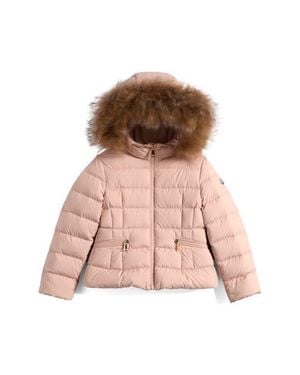Moncler Kids' Boedette Puffer Jacket With Genuine Shearling Trim - Pink