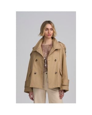 Elle Collection Cropped Trench - Brown
