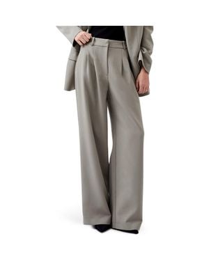 French Connection Azra Wide Leg Twill Pants - Gray