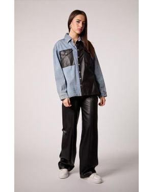 Blue Revival Unreal Leather & Denim Shacket - Blue