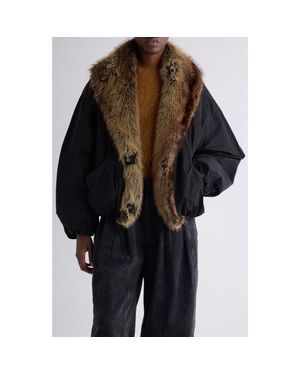 Isabel Marant Charone Faux Fur Collar Short Parka - Black