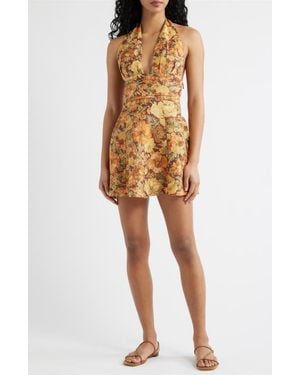 Faithfull the Brand Bianca Floral Linen Halter Minidress - Multicolor